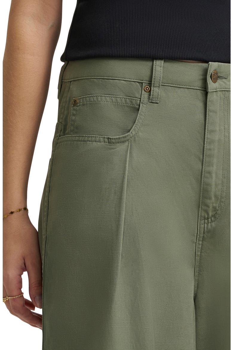 Pleated Slouchy Wide Leg Twill Pants, Alternate, color, MERCANTILE GREEN