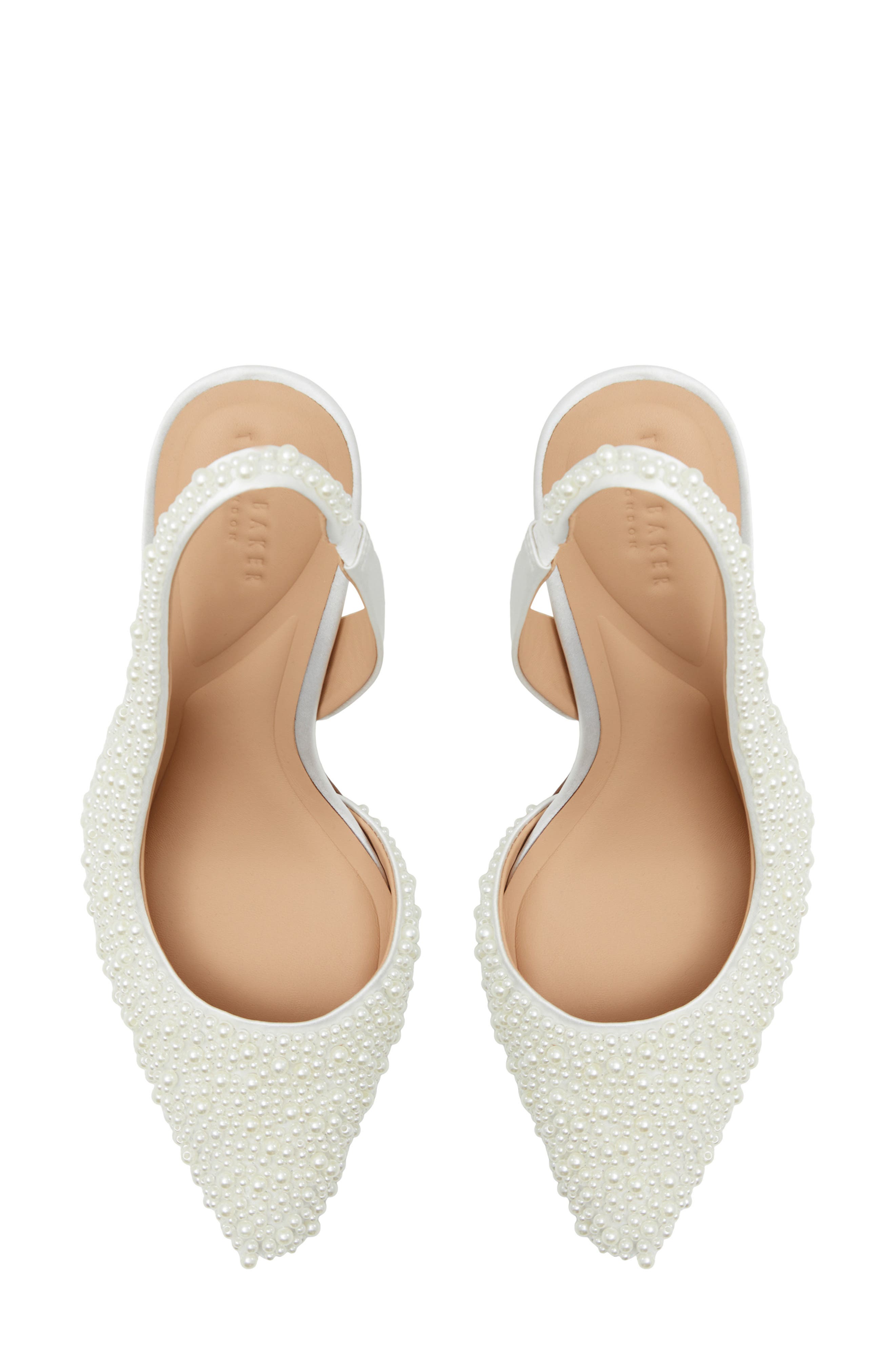Ari Imitation Pearl Slingback Half D'Orsay Pointed Toe Pump, Alternate, color, WHITE