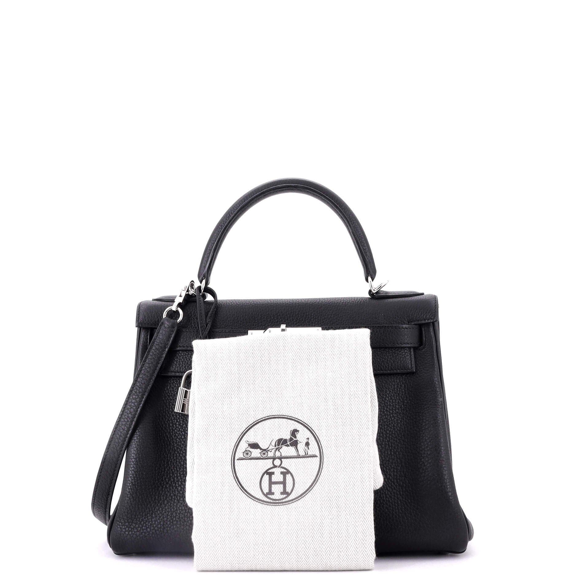 Pre-Owned Hermes Kelly Handbag Black Togo with Palladium Hardware 28, Alternate, color, 