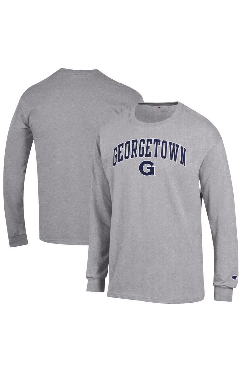 Champion Men's Champion  Heather Gray Georgetown Hoyas Arch Over Logo Long Sleeve T-Shirt, Alternate, color, 
