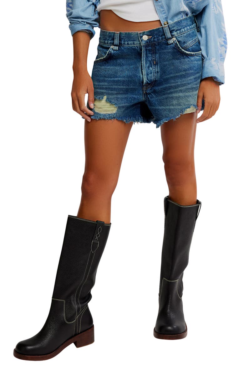 Free People Now or Never Denim Shorts, Main, color, Sunsational