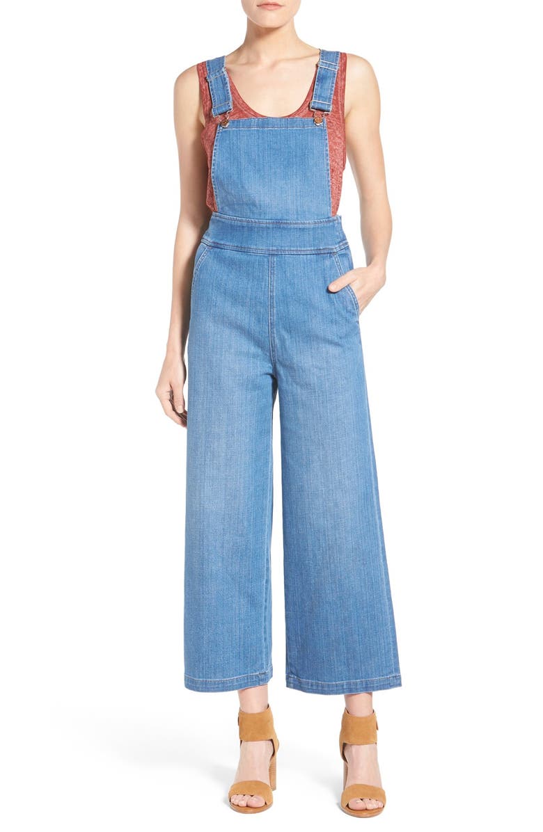 Madewell Denim Culotte Overalls, Main, color, 