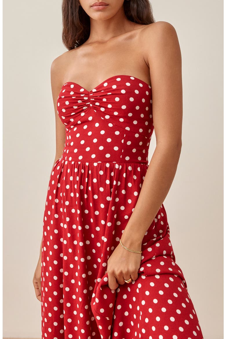 Aymeline Strapless Sundress, Alternate, color, CAMPARI
