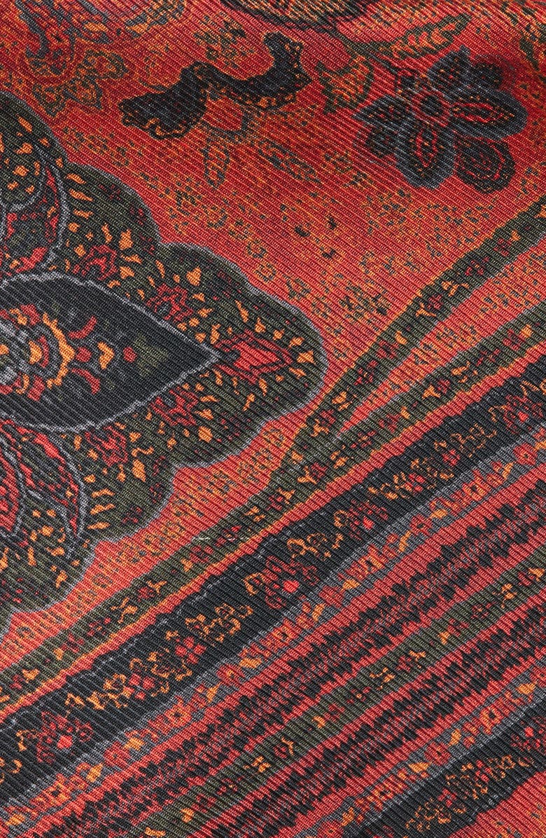CLIFTON WILSON Rust Paisley Silk Pocket Square, Alternate, color, Rust