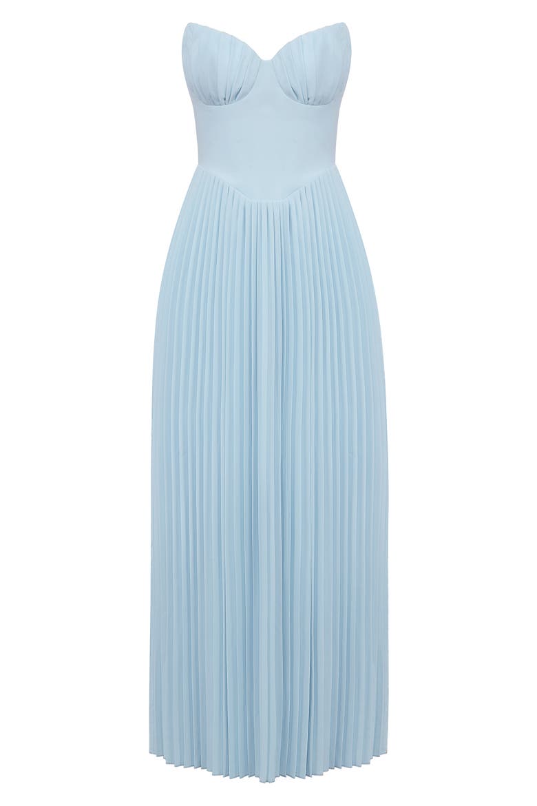 Marcella Strapless Pleated Georgette Gown, Alternate, color, STRATOSPHERE