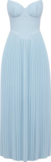 Marcella Strapless Pleated Georgette Gown