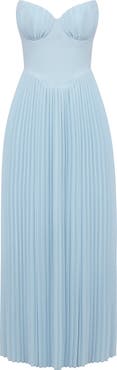 HOUSE OF CB Marcella Strapless Pleated Georgette Gown