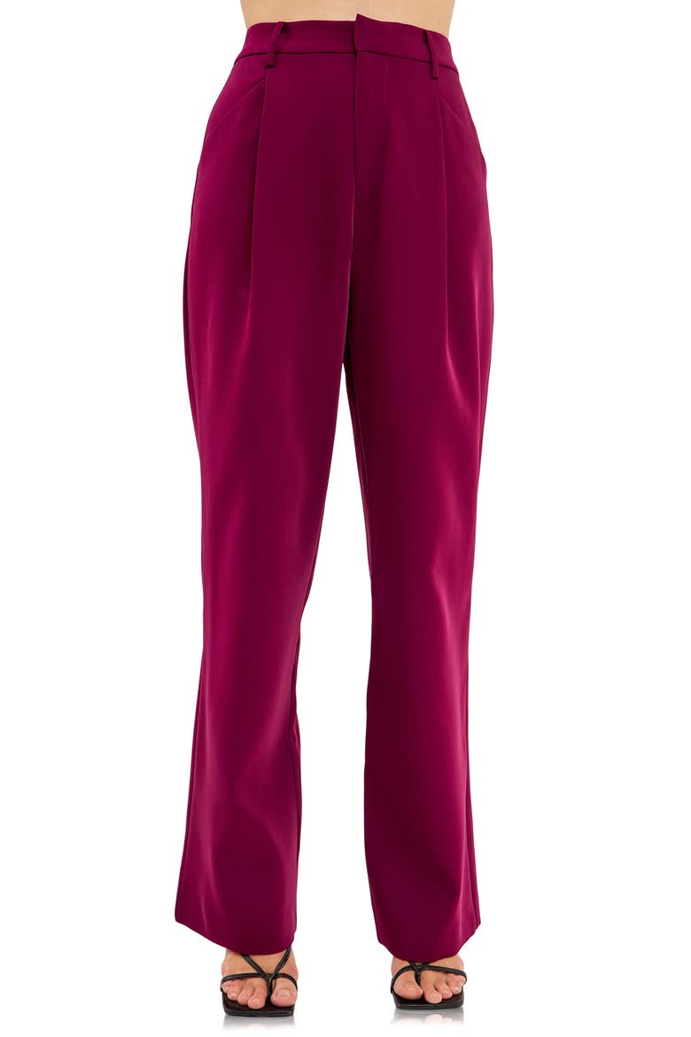 Classic Pleated Suit Trousers, Alternate, color, BERRY VIOLET