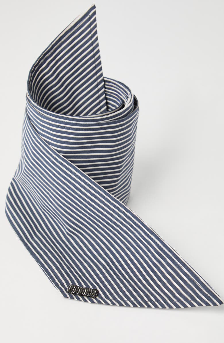 Brunello Cucinelli Poplin foulard with monili, Alternate, color, Blue