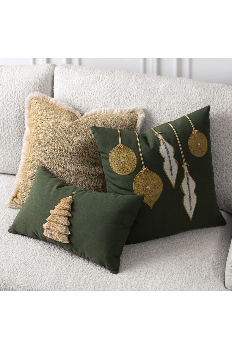 Golden Hour Textured Fringed Indoor & Outdoor Woven Accent Pillow, Alternate, color, Fringed