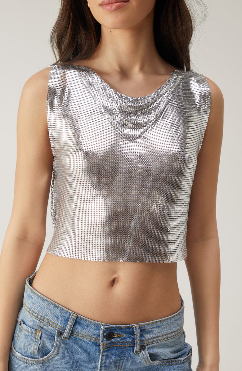 NASTY GAL Chain Mail Crop Top, Main, color,