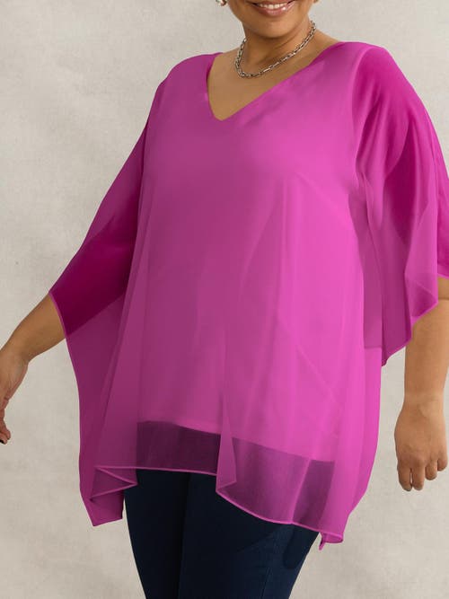 Live Unlimited Chiffon V-neck Overlay Top In Purple