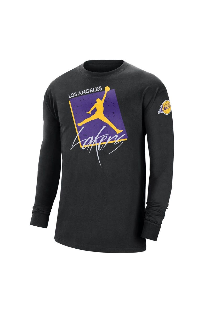 Jordan Brand Men's Jordan Brand Black Los Angeles Lakers Courtside Max 90 Vintage Wash Statement Edition Long Sleeve T-Shirt, Alternate, color, Black