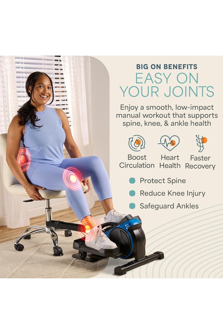 Flex Stride Under Desk Bike Pedal Mini Elliptical Exerciser, Alternate, color, Blue