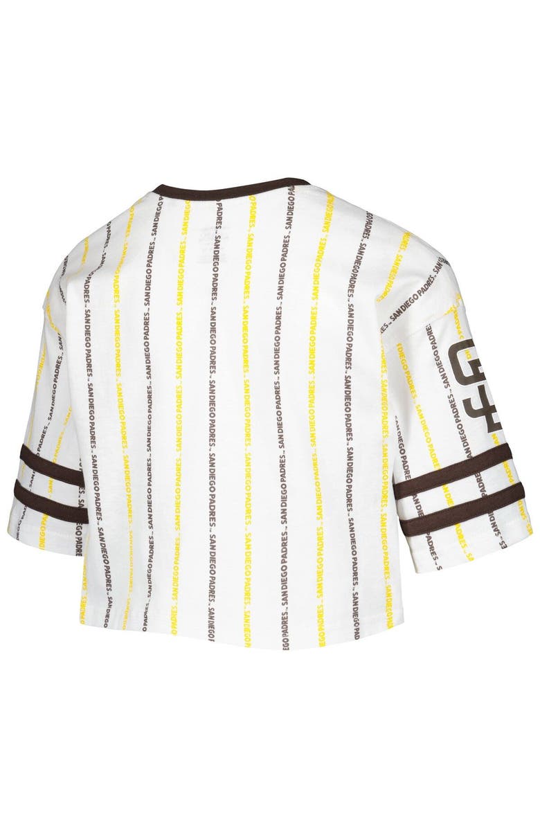 Outerstuff Girls Youth White San Diego Padres Ball Striped T-Shirt, Alternate, color, 