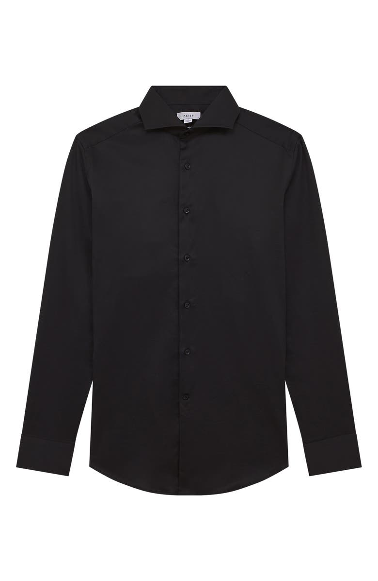Reiss Storm Cotton Button-Up Shirt, Alternate, color, Black