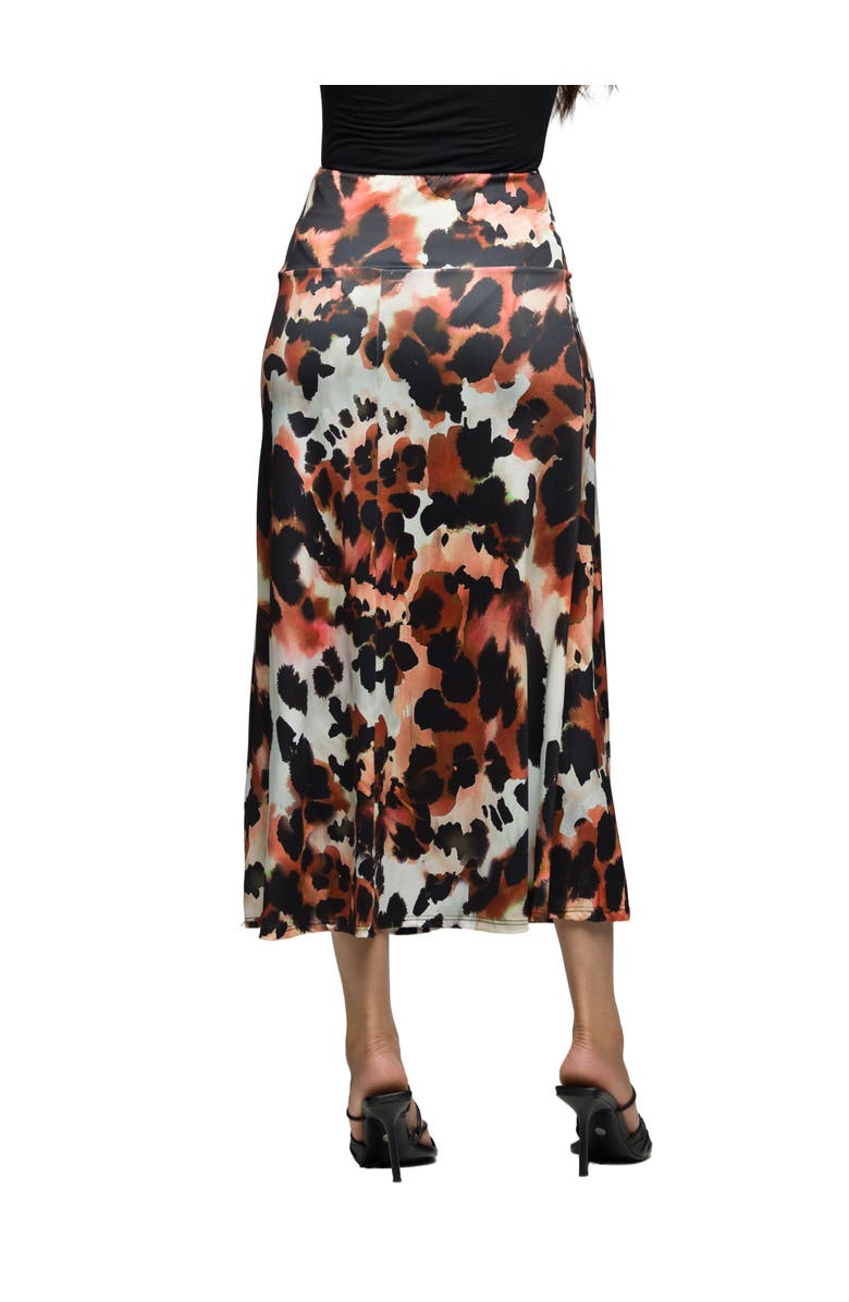 24seven Comfort Apparel Animal Print Elastic Waist Maxi Skirt, Alternate, color, Brown Multi