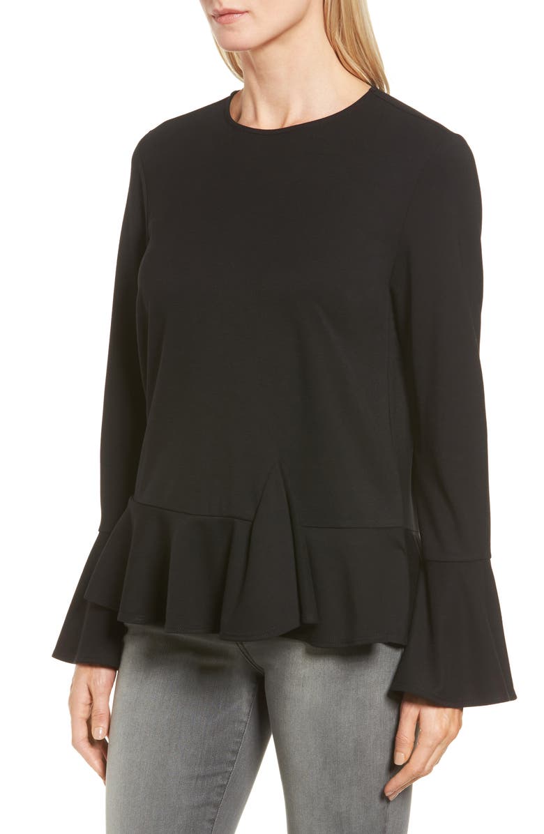GIBSONLOOK Gibson Ruffle Hem Bell Sleeve Top, Alternate, color,
