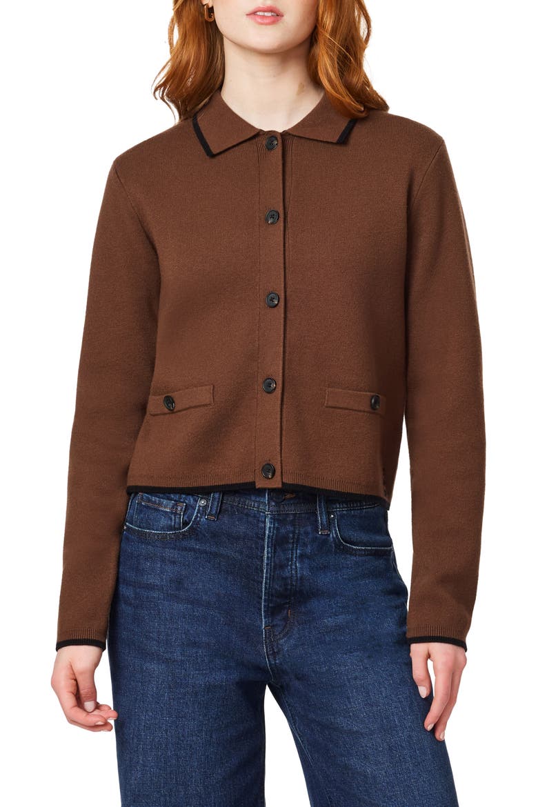 Spread Collar Cardigan, Main, color, FONDUE FUDGE/ BLACK NIGHT