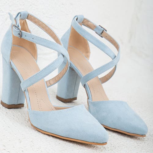 Forever & Always Shoes Women's Sina - Baby Blue Suede Bridal Shoes In Baby Blue