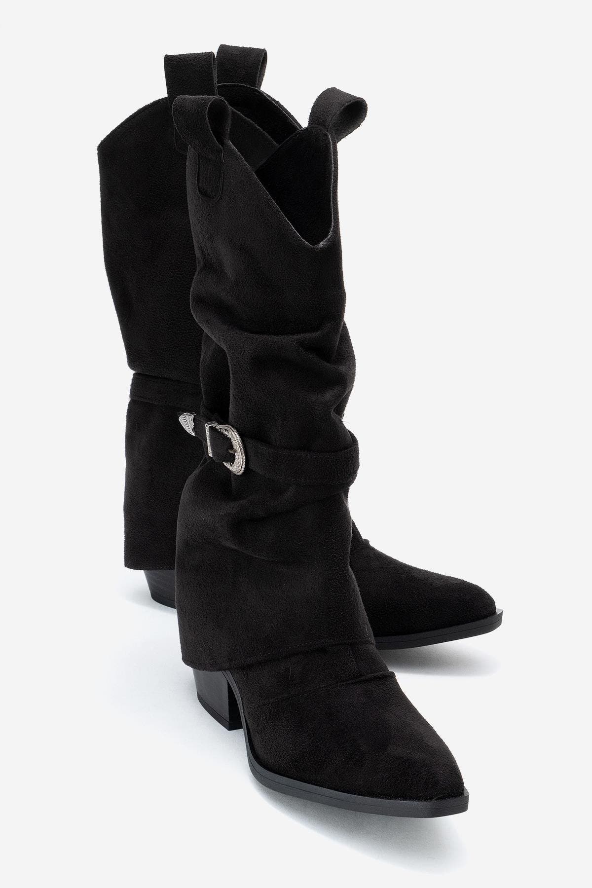 Black Suede Faux Leather