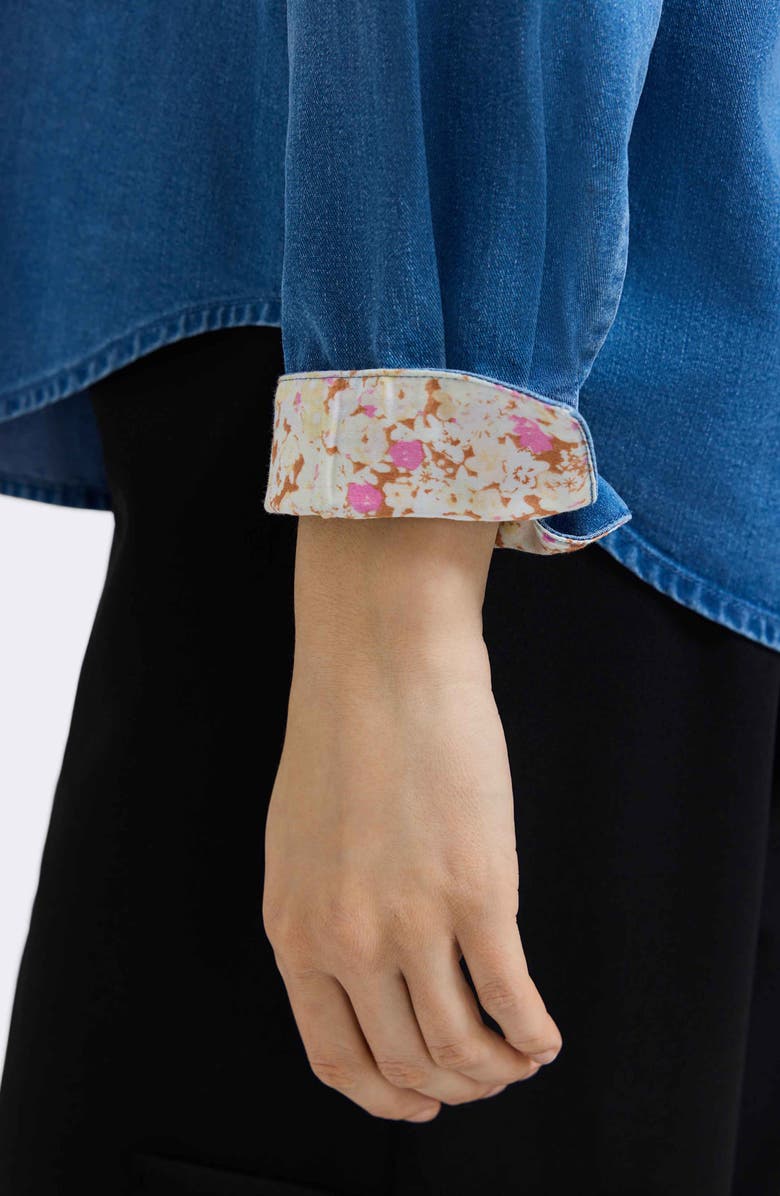 Foxcroft Margie Denim Button-Up Shirt, Alternate, color, Medium Wash