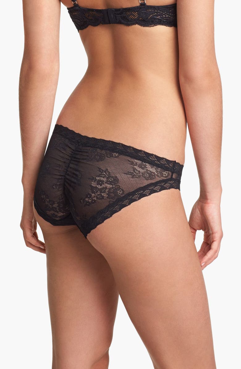 Natori 'Bliss' Lace Bikini, Alternate, color, Black