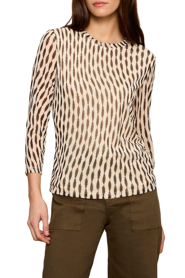 Print Mesh Top, Alternate, color, INKBLOT WHITE