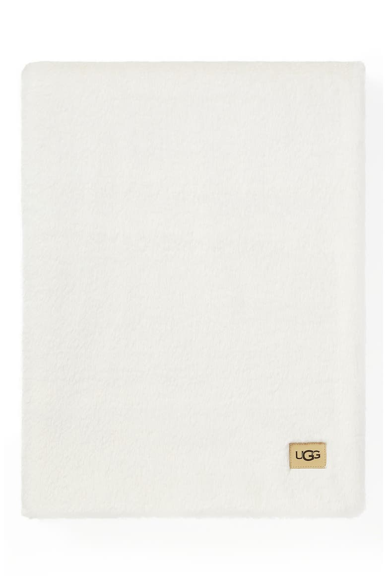 Marcella Faux Fur Throw Blanket, Main, color, SNOW