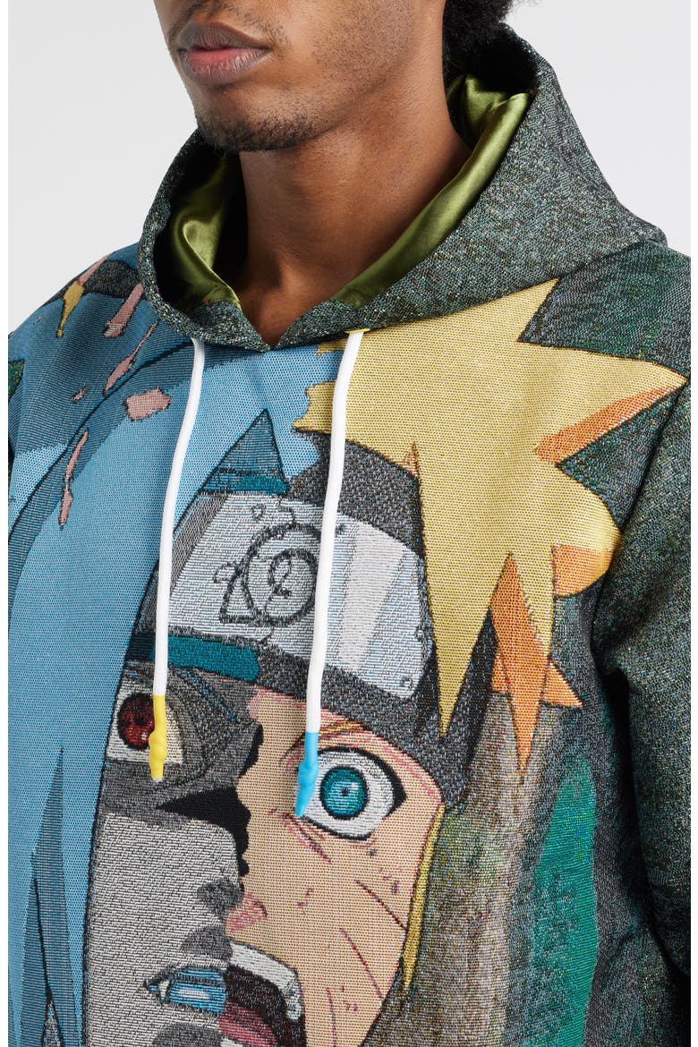 Narutu vs. Sasuke Jacquard Graphic Hoodie, Alternate, color, GRAY
