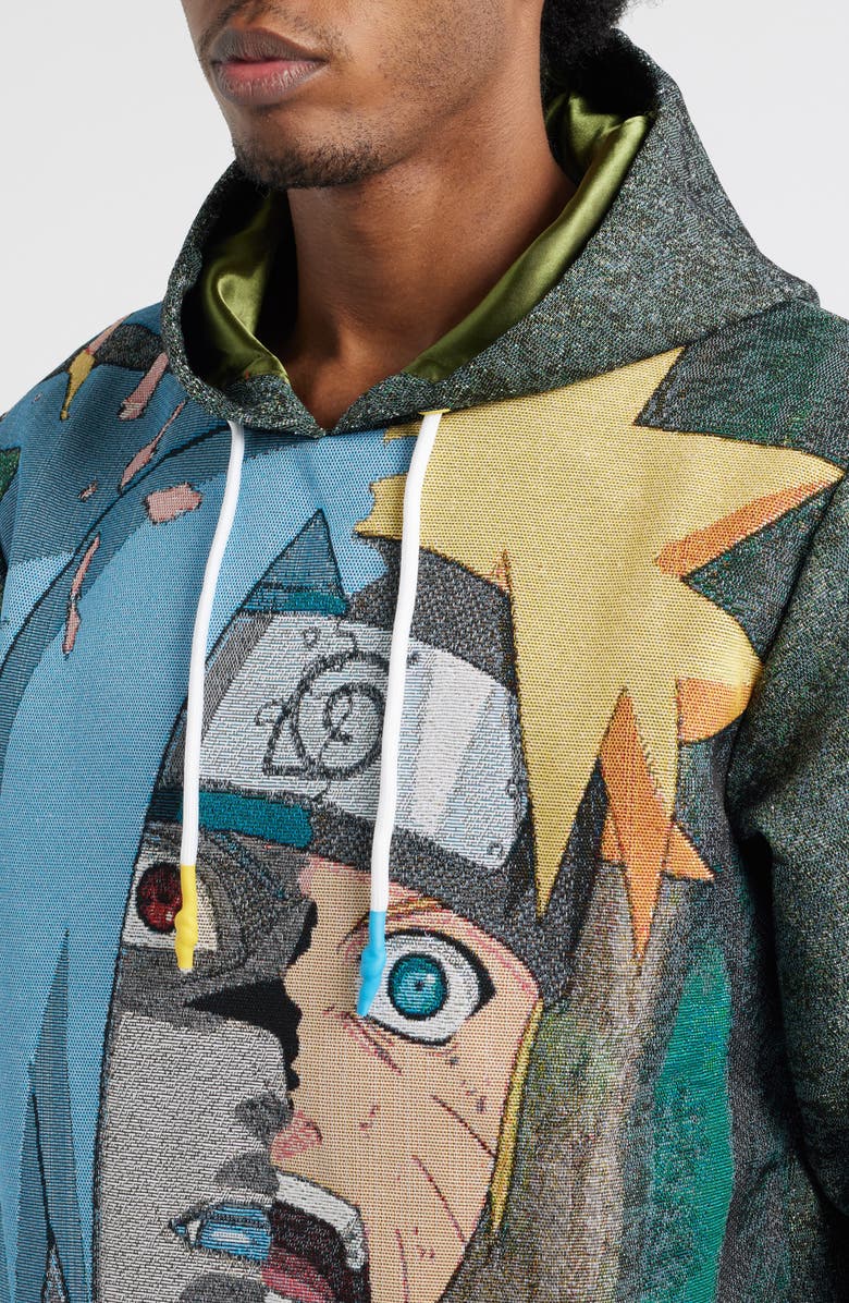 VERYRARE Narutu vs. Sasuke Jacquard Graphic Hoodie, Alternate, color, Gray
