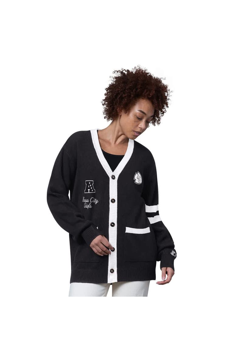 Women's Starter  Black Kansas City Chiefs Back Shot Button-Up Cardigan, Main, color, Black