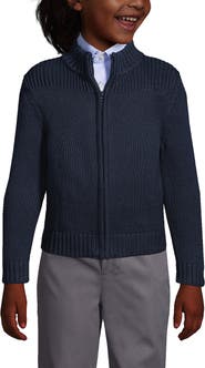 Lands' End School Uniform Boys Cotton Modal Zip Front Cardigan Sweater