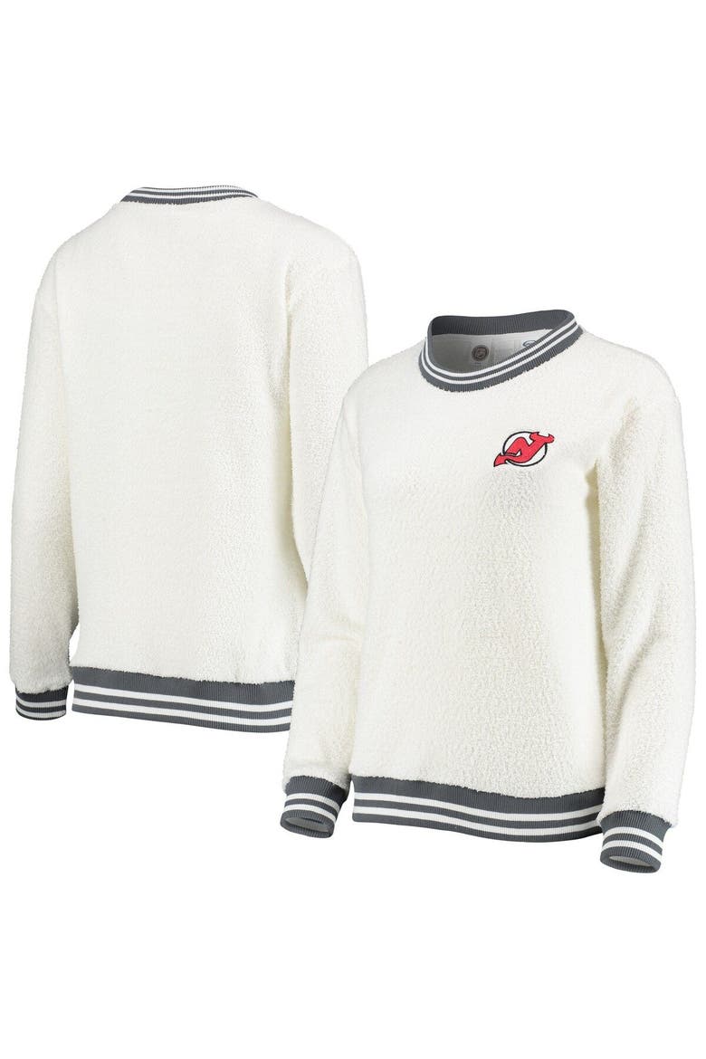 Women's Concepts Sport Cream/Charcoal New Jersey Devils Granite Sherpa Pullover Sweatshirt, Main, color, Cream