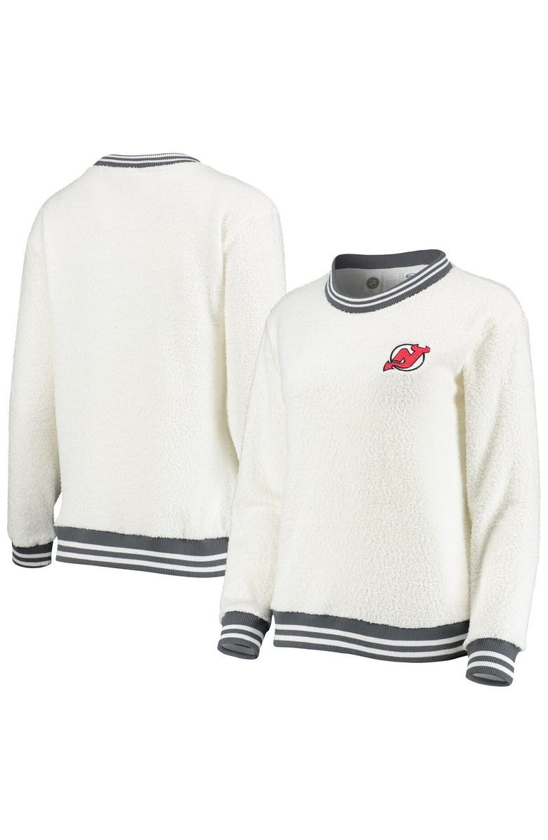 CONCEPTS SPORT Women's Concepts Sport Cream/Charcoal New Jersey Devils Granite Sherpa Pullover Sweatshirt, Main, color, 