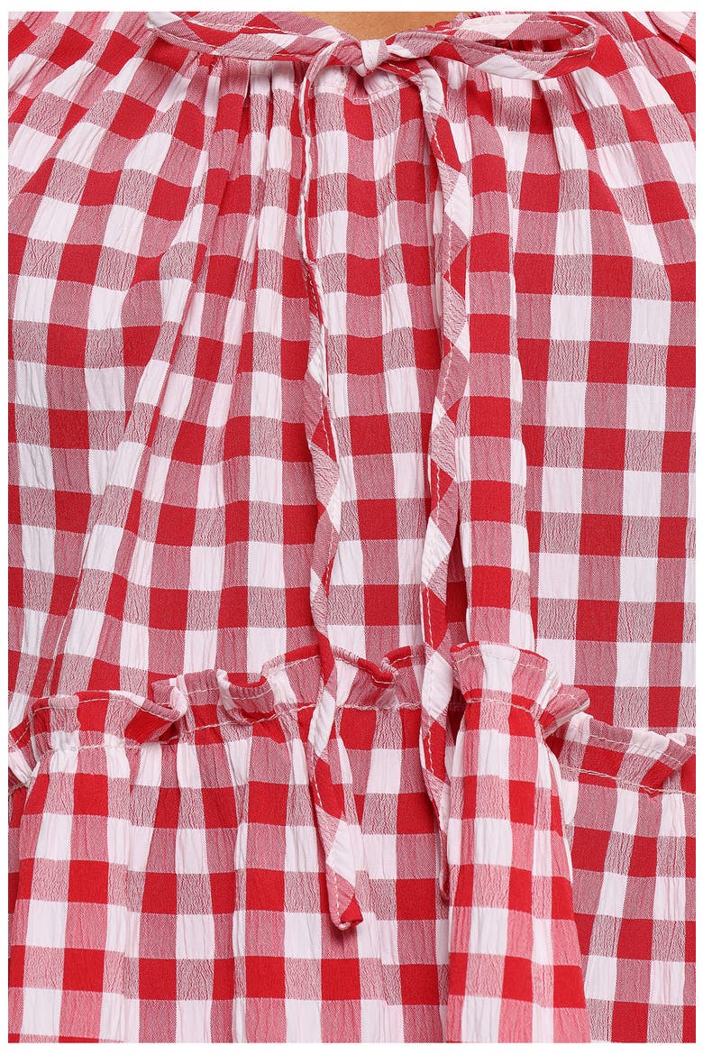 Dorthea Gingham Cotton Blend Minidress, Alternate, color, RED