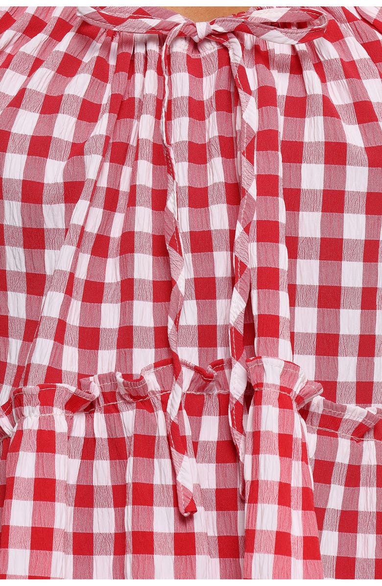 Petal & Pup Dorthea Gingham Cotton Blend Minidress, Alternate, color, Red