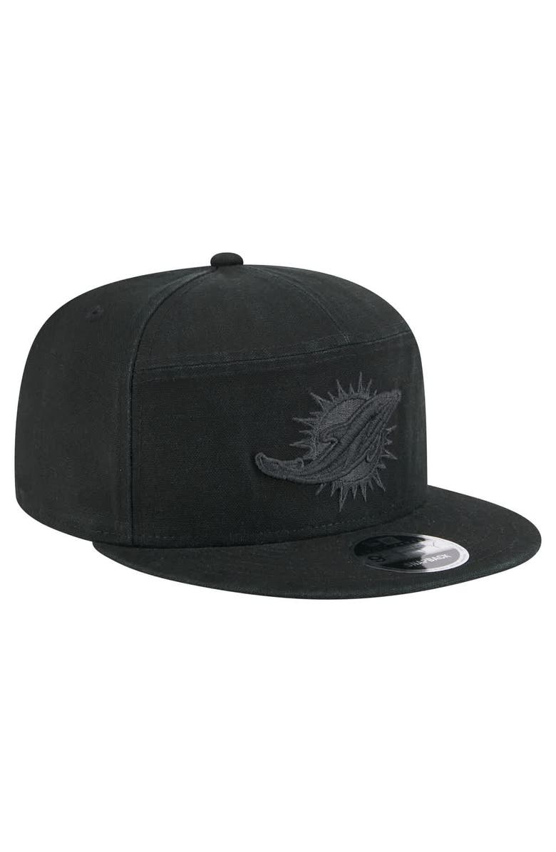 New Era Men's New Era Black Miami Dolphins Adventure Canvas Split Panel 9FIFTY Snapback Hat, Alternate, color, Black