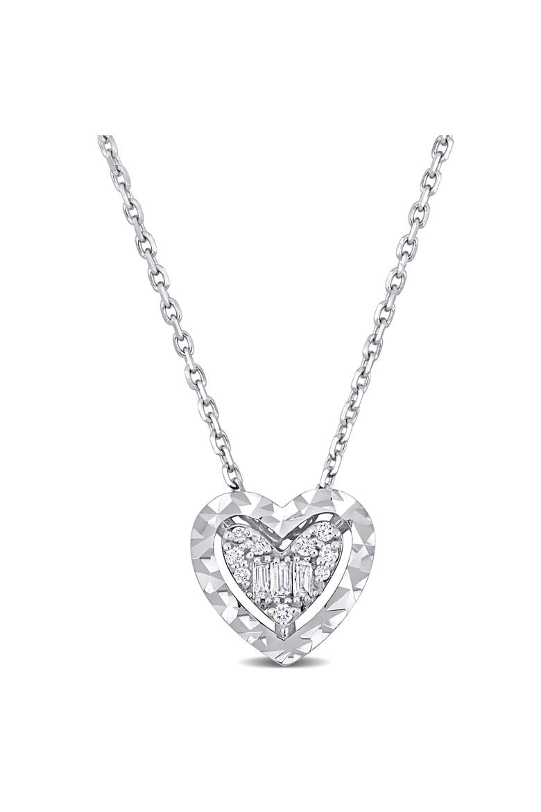 Diamond Accent Heart Necklace 14k White Gold, Main, color, 14k White Gold