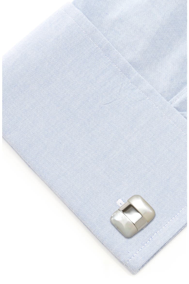 Mother-Of-Pearl Cuff Links, Alternate, color, SILVER