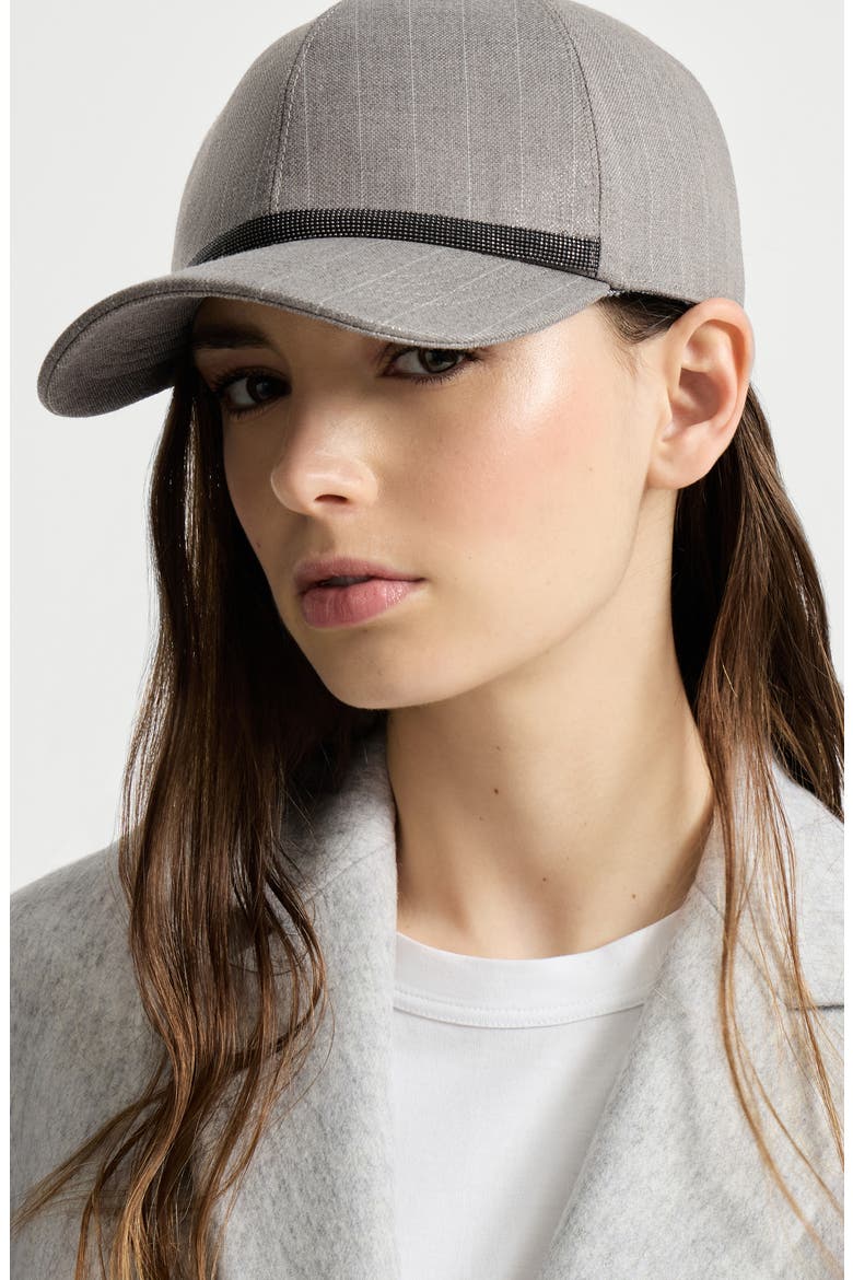 Sparkling pinstripe baseball cap, Alternate, color, Silver
