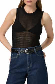 PAIGE Minthara Semisheer Open Stitch Cotton Tank