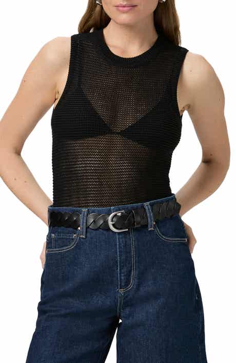 PAIGE Minthara Semisheer Open Stitch Cotton Tank