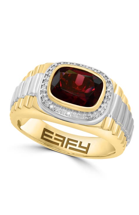 Diamond & Rhodolite Statement Ring in Gold-Plated Sterling Silver
