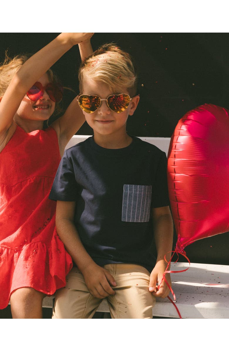 Deux par Deux Little Boy's Short Sleeve Tee With Pocket Navy Blue, Alternate, color, Navy Blue