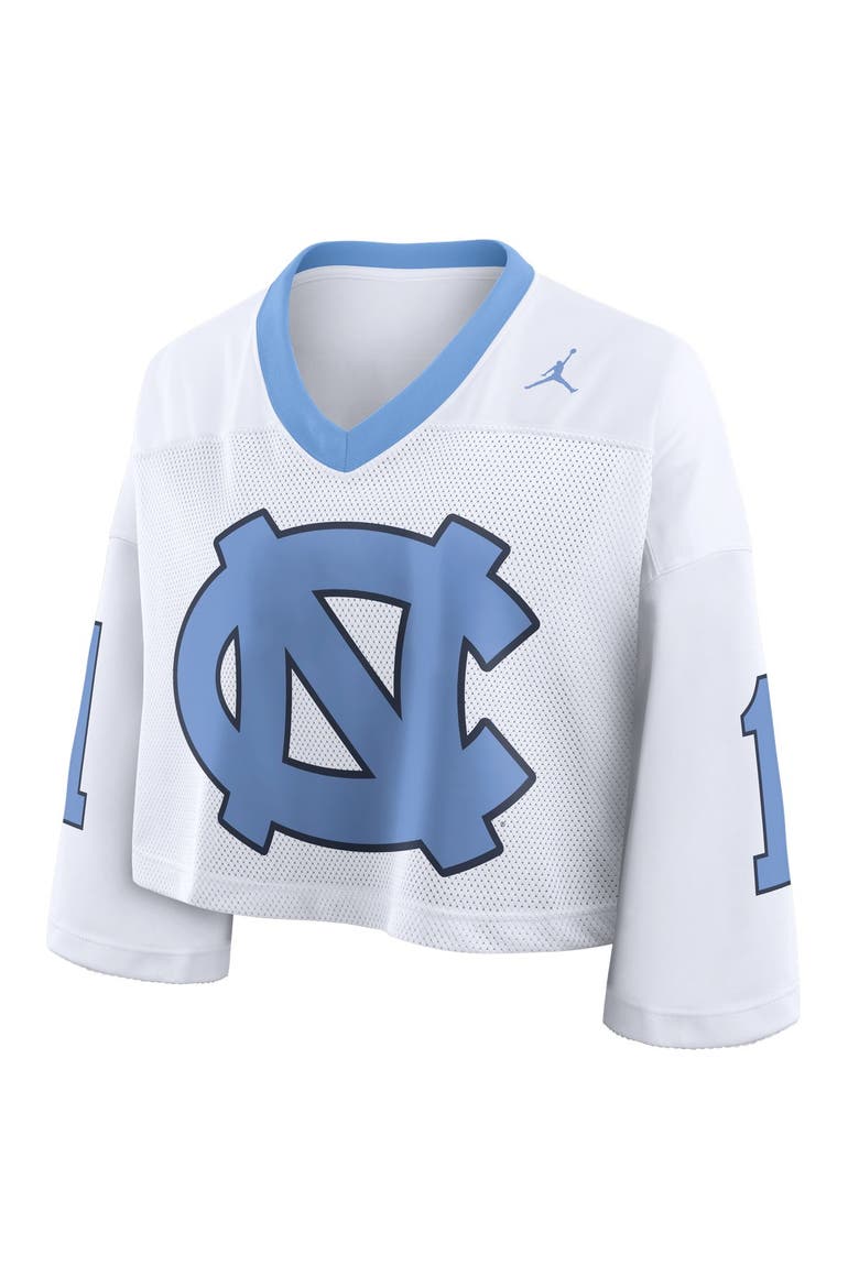 Women's Nike White North Carolina Tar Heels Oversized Logo Cropped Fashion Jersey, Alternate, color, White