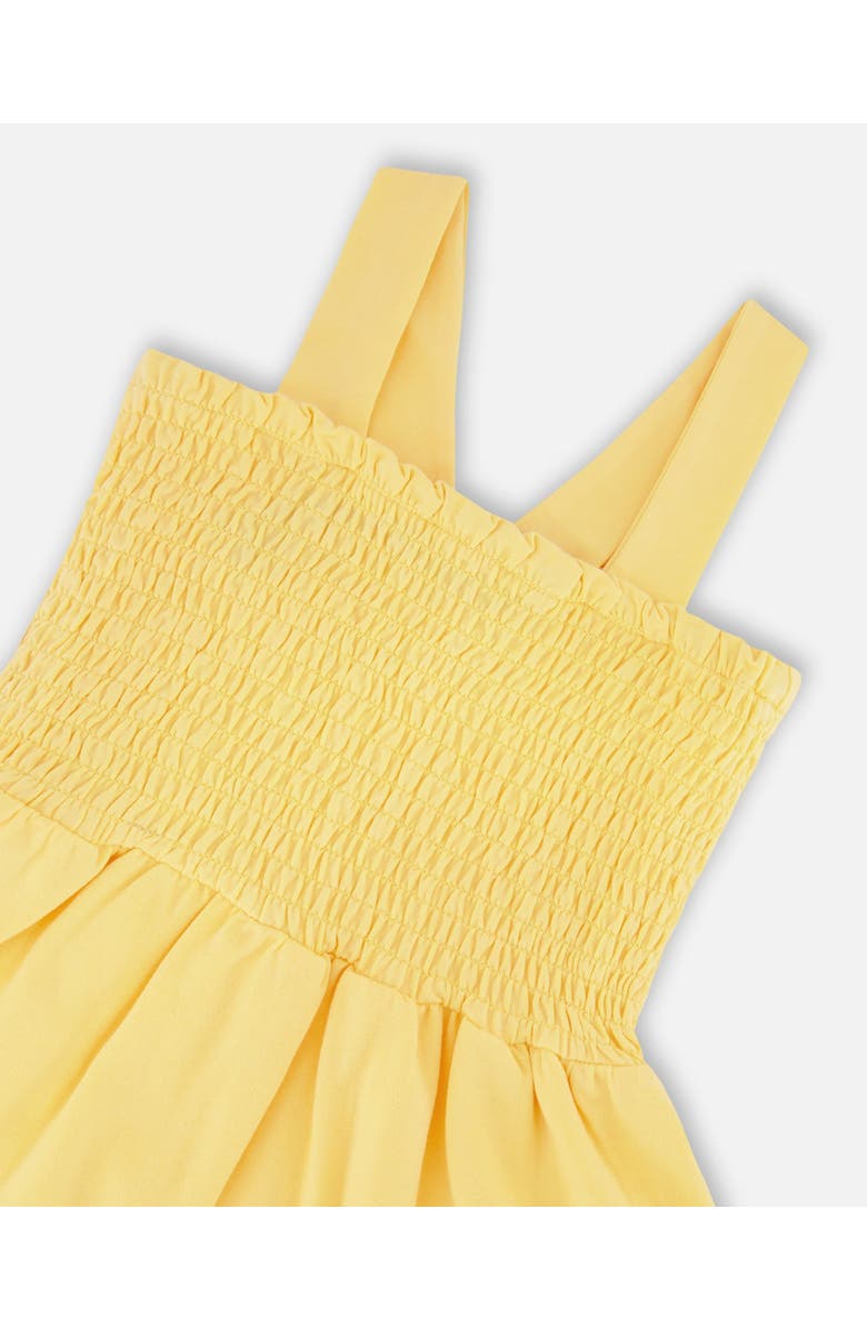 Deux par Deux Girl's Smocked Organic Cotton Dress With Mesh Frill Yellow, Alternate, color, 