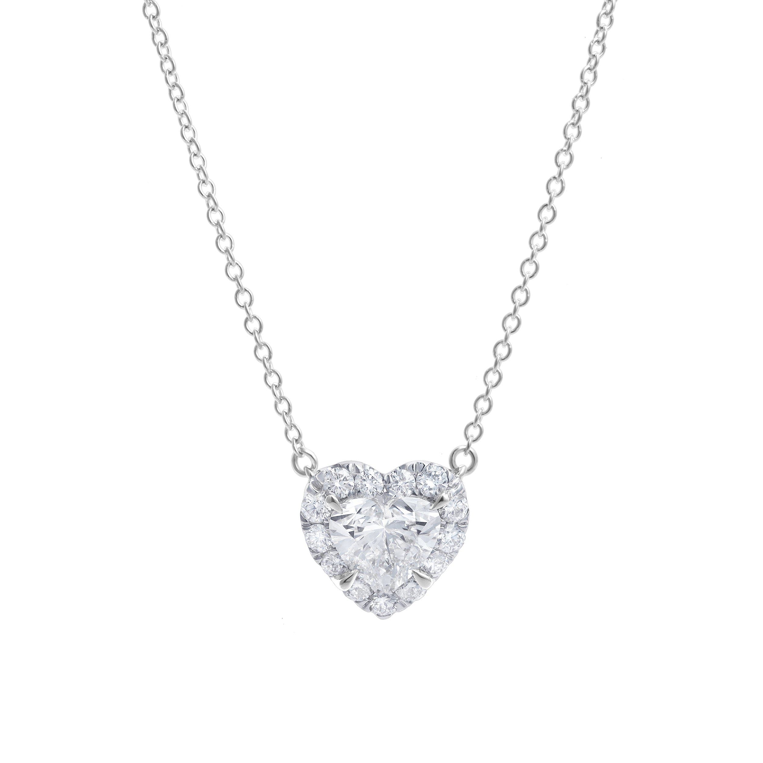 LuvMyJewelry Alessa 14K Gold Lab Grown Diamond Heart Necklace - 1.5 ct in 14K White Gold 