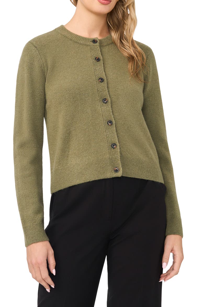 Crewneck Cardigan, Main, color, GREEN EARTH