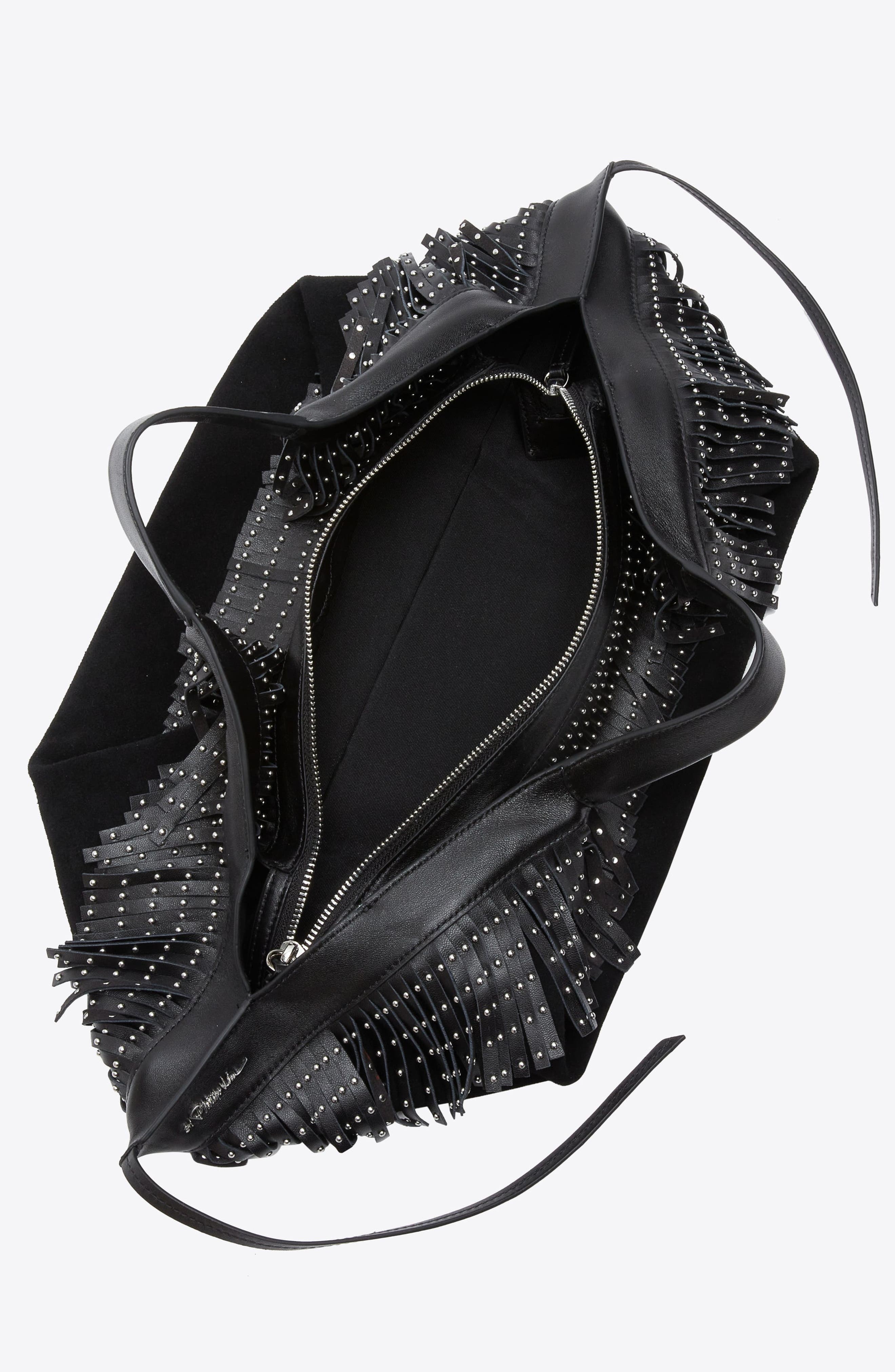 Luna Suede Fringe Bag, Alternate, color, Black